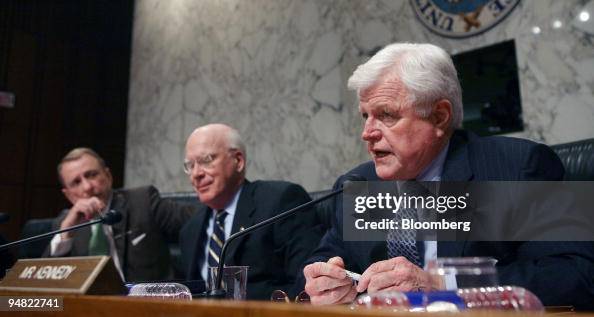 Senator Edward Kennedy, right, responds to Senate Judiciary