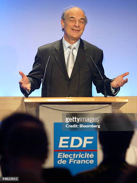 Electricite de France Chief Executive Pierre Gadonneix speaks during the company's 2004 earnings press conference, in Paris, France, Thursday, March...