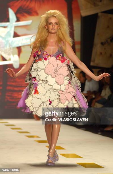 Model Lydia Hearst walks the runway at Heatherette Spring 2007 Fashion Show, during the Olympus Fashion Week, held at Bryant Park, in New York, NY,...