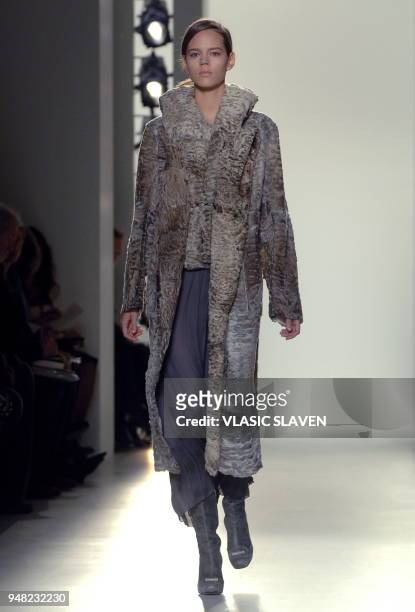Model walks the runway at the Calvin Klein Fall 2006 fashion show during Olympus Fashion Week, held at Calvin Klein Inc. Headquarters in New York,...