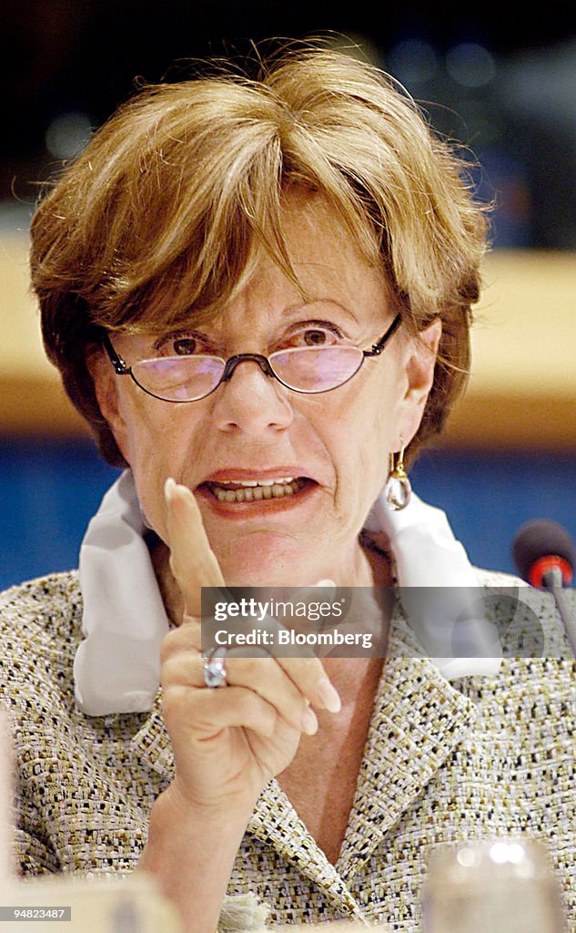 Neelie Kroes, EU competition commissioner addresses the Euro