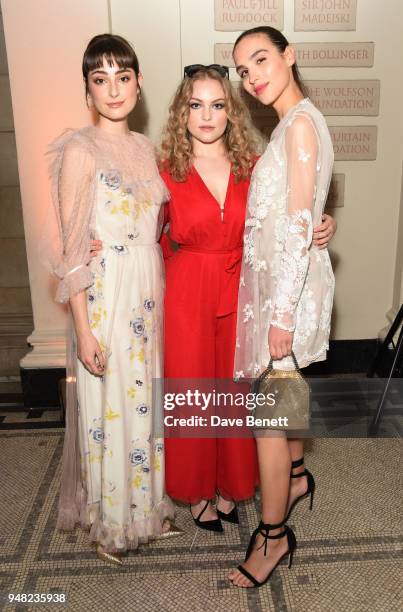Elsie Campbell, Ciara Charteris and Maxim Magnus attend Fashioned From Nature VIP preview at The V&A on April 18, 2018 in London, England.