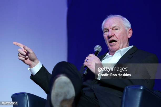 Dan Issel speaks during the ABA 50th Reunion on April 7, 2018 at the Bankers Life Fieldhouse in Indianapolis, Indiana. NOTE TO USER: User expressly...