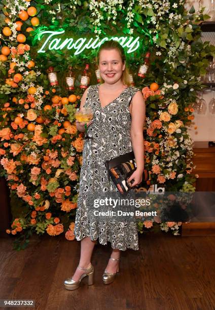 Laura Seward-Smith attends the launch of new gin Tanqueray Flor de Sevilla in partnership with Jose Pizarro at Pizarro Restaurant on April 18, 2018...