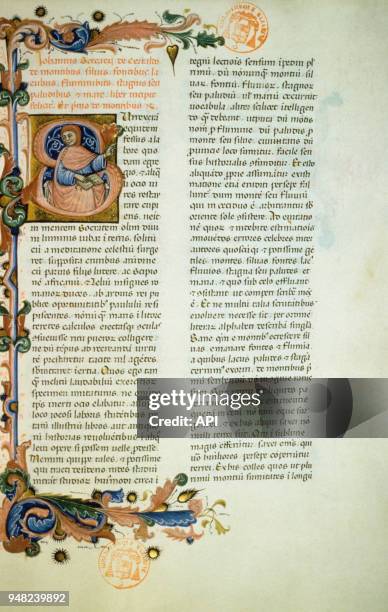 Miniature italienne extraite d'une page de manuscrit de Giovanni Boccaccio au 15ème siècle, conservée à la Bibliothèque Mazarine à Paris, France.