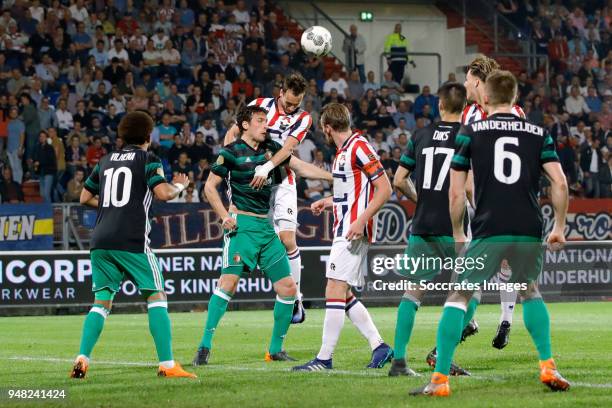 Eric Botteghin of Feyenoord, Freek Heerkens of Willem II during the Dutch Eredivisie match between Willem II v Feyenoord at the Koning Willem II...