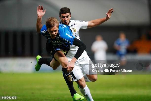 Moestafa El Kabir of BK Hacken and Oscar Pehrsson of IK Sirius FK competes for the ball during the Allsvenskan match between IF Sirius FK and BK...