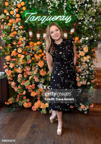 Cat Roach attends the launch of new gin Tanqueray Flor de Sevilla in partnership with Jose Pizarro at Pizarro Restaurant on April 18, 2018 in London,...