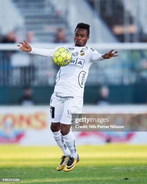 Nasiru Mohammed of BK Hacken during the Allsvenskan match between IF Sirius FK and BK Hacken at Studenternas IP on April 18, 2018 in Uppsala, Sweden.