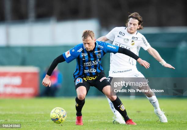 Christer Gustafsson of IK Sirius FK and Erik Friberg of BK Hacken during the Allsvenskan match between IF Sirius FK and BK Hacken at Studenternas IP...