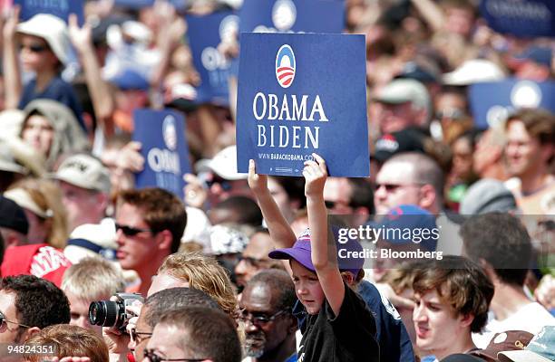 Supporters of Barack Obama, U.S. Senator from Illinois and Democratic presidential candidate, and Joe Biden, a Democratic senator from Delaware and...