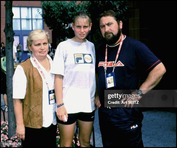 Arthur Ashe Stadium, US National Tennis Center, Flushing, NY 1999 Aussies Mr. And Mrs. Damir Dokic and tennis pro daughter Jelina together during...