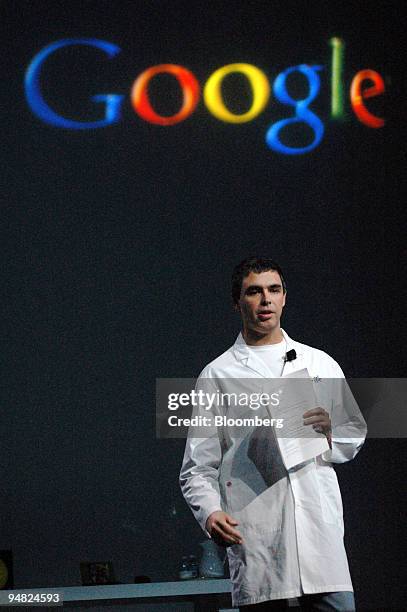 Larry Page, Google Inc. Co-founder and president, speaks at the Consumer Electronics Show in Las Vegas, Nevada on Friday, January 6, 2006. Page...