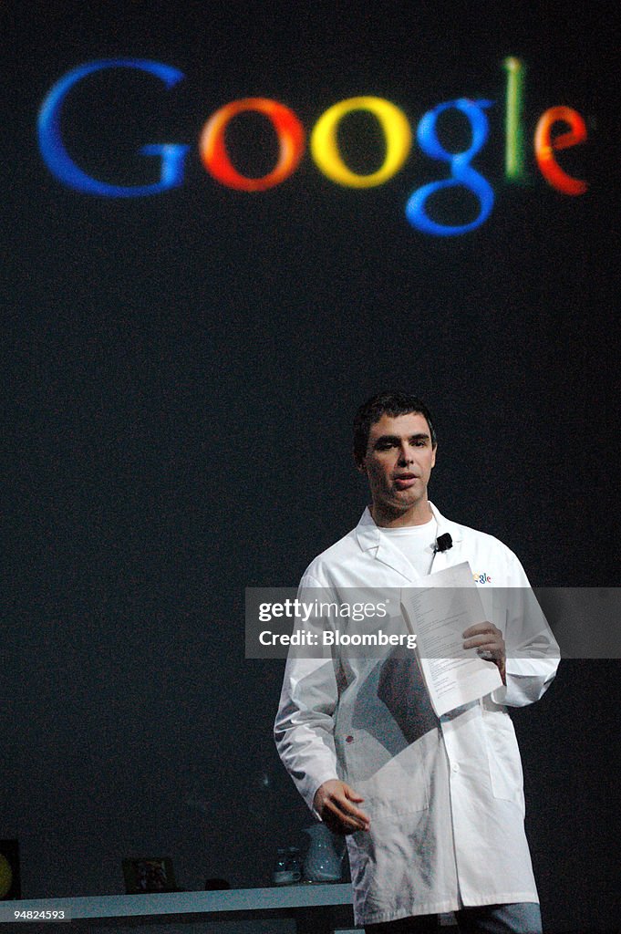 Larry Page, Google Inc. co-founder and president, speaks at
