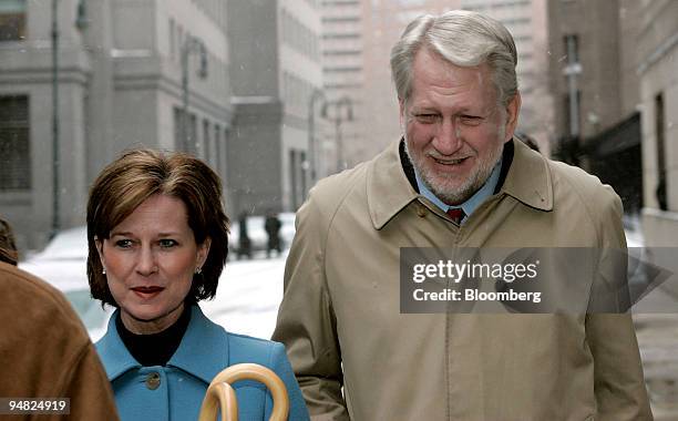 Bernard Ebbers, former CEO of Worldcom, is accompanied by his wife Kristie as they leave Manhattan Federal Court where the jury continues to...