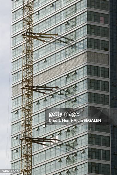 PAYSAGE URBAIN DE LA VILLE DE PUSAN EN COREE DU SUD CONSTRUCTION D'UN GRATTE CIEL DANS LE PARC OLYMPIQUE DE HAEUNDAE GU.