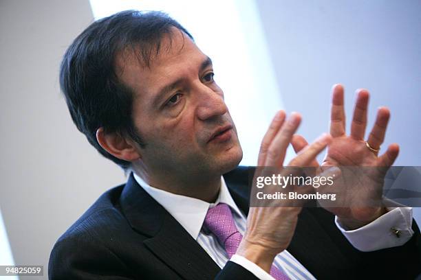 Juerg Oleas, chief executive officer GEA Group AG, speaks during an interview with Bloomberg News in Bochum, Germany, Thursday, January 5, 2006. GEA...