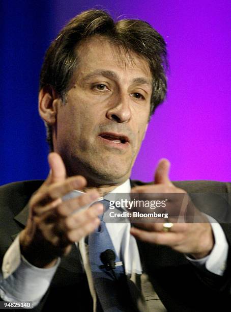 Michael Lynton, chairman and CEO of Sony Pictures Entertainment, speaks during a panel entitles "Media and Entertainment" at the Milken Institute...