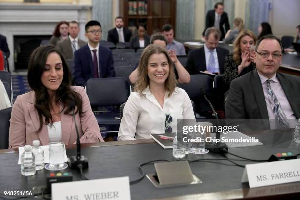 Olympic gold medal gymnast Jordyn Wieber, speedskater Bridie Farrell and figureskater Craig Maurizi prepare to testify before the Senate Commerce,...