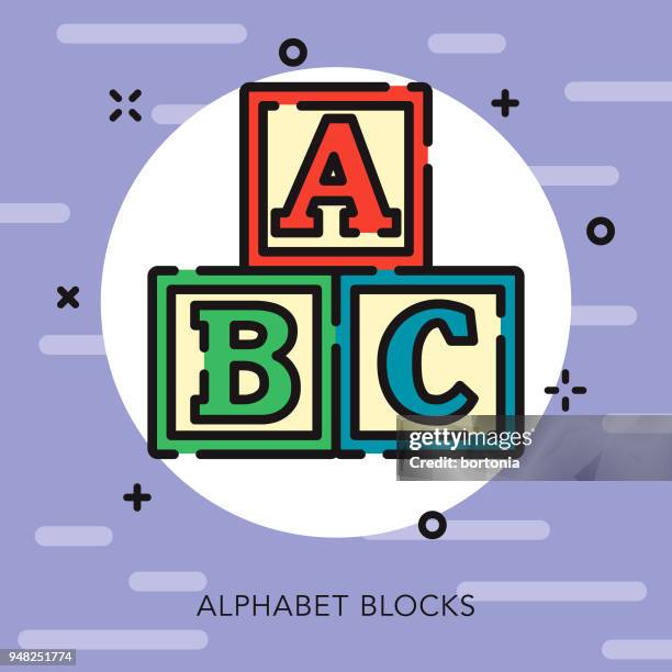 alphabet blocks open outline baby icon - stacked blocks stock illustrations