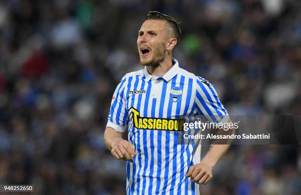Jasmin Kurtic of Spal reacts during the serie A match between Spal and AC Chievo Verona at Stadio Paolo Mazza on April 18, 2018 in Ferrara, Italy.