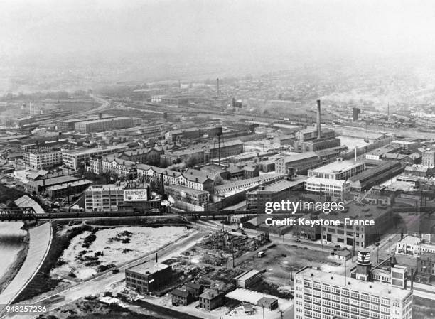 Vue aérienne de la prison de Columbus, Ohio, Etats-Unis en 1933.