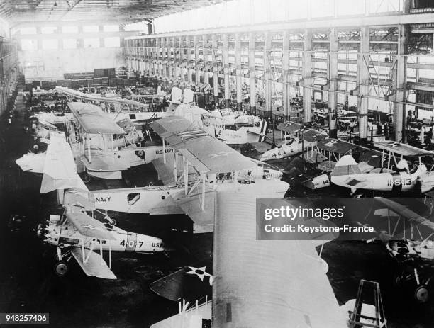 Vue générarle de l'usine d'aviation de la Marine américaine à Philadelphie, Pennsylvanie, Etats-Unis le 5 avril 1934.