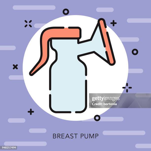 stockillustraties, clipart, cartoons en iconen met borst pomp open overzicht baby pictogram - milk pumping