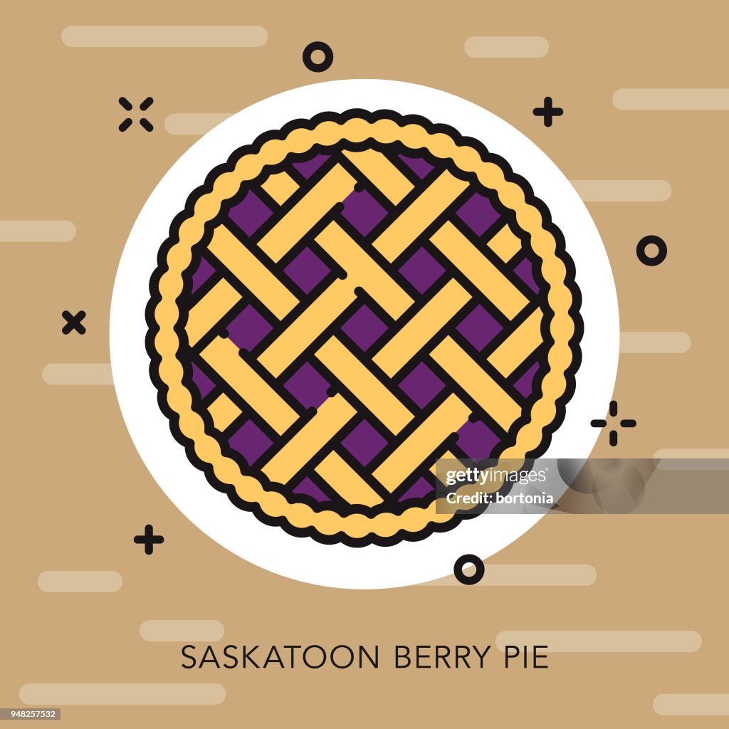 Saskatoon Berry Pie Open Outline Canadian Icon
