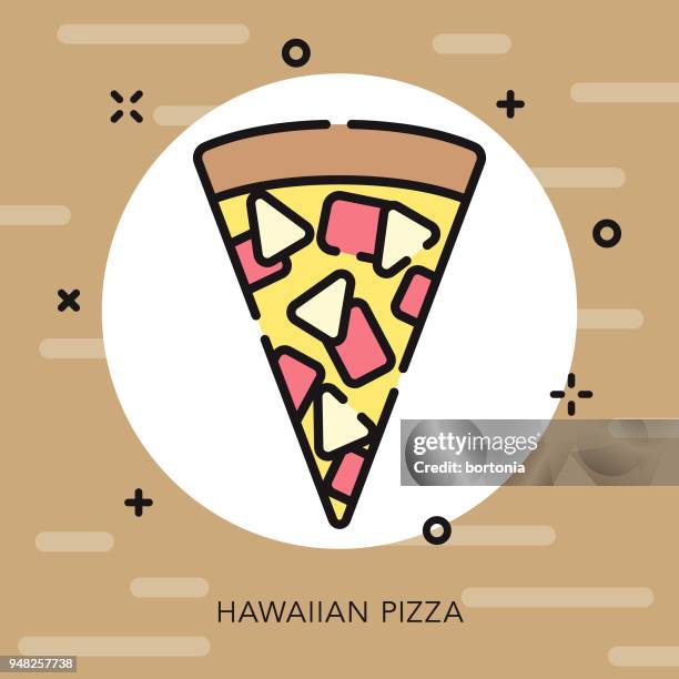 hawaiian pizza open outline canadian icon - hawaiian pizza stock illustrations