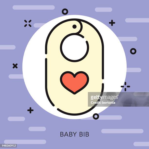 bib open outline baby icon - eating with a bib stock illustrations