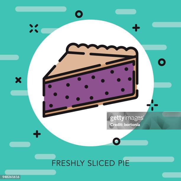 blueberry pie open outline baking icon - blueberry pie stock illustrations