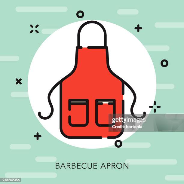 apron open outline barbecue icon - memorial day grilling stock illustrations