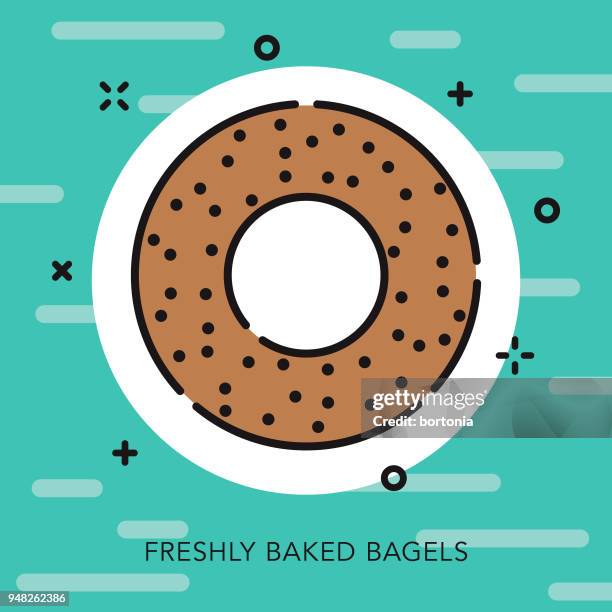 bagel open outline baking icon - poppy seed stock illustrations