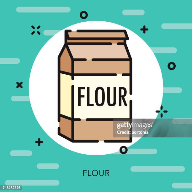 ilustrações, clipart, desenhos animados e ícones de ícone de cozimento de contorno aberto de farinha - bag flour icon