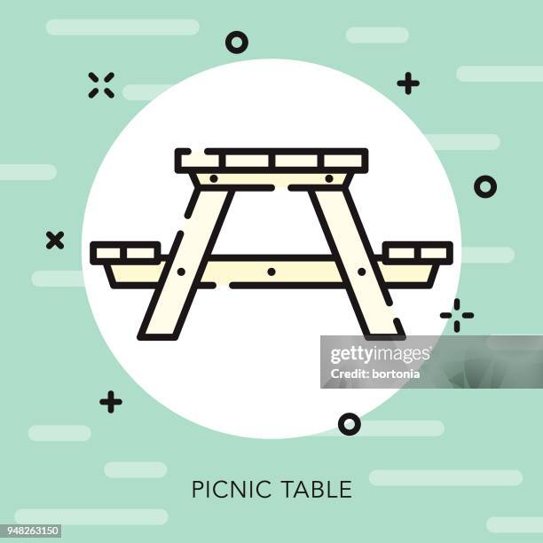 picnic table open outline barbecue icon - bbq table stock illustrations