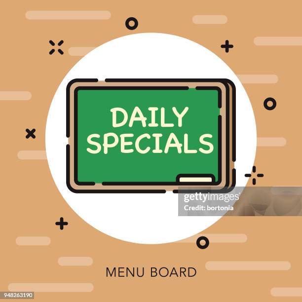 menu board open outline coffee & tea icon - chalk circle stock illustrations
