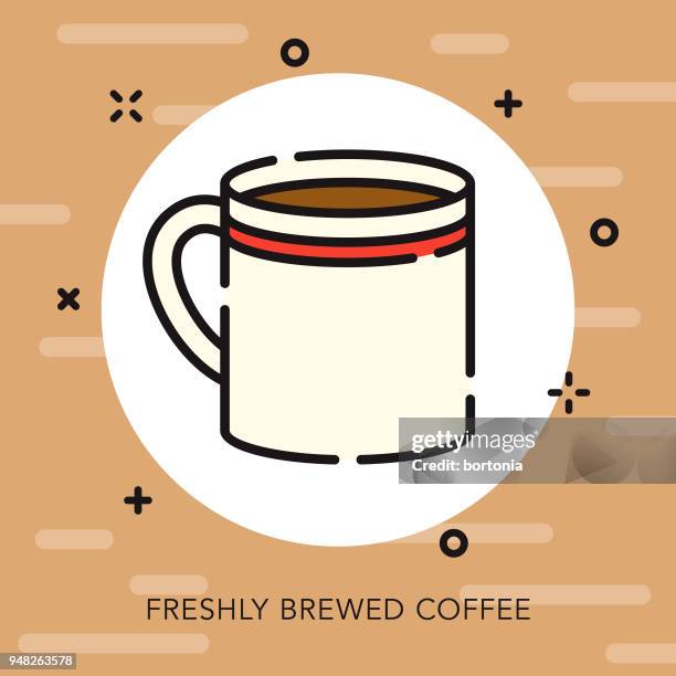 mug open outline coffee & tea icon - iced tea stock illustrations