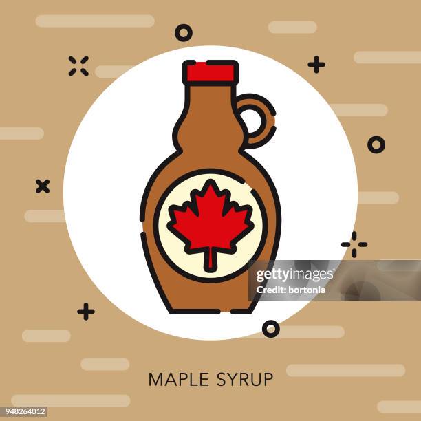 maple syrup open outline canadian icon - maple syrup bottle stock illustrations