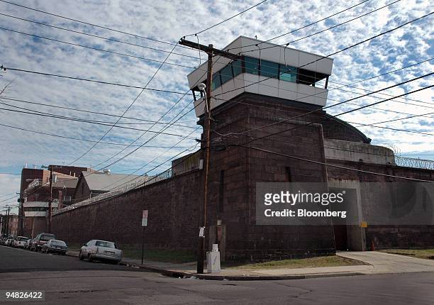 Guard towers loom over the wall of New Jersey State Prison on Friday December 23, 2005 in Trenton, New Jersey. The prison houses some of New Jersey's...