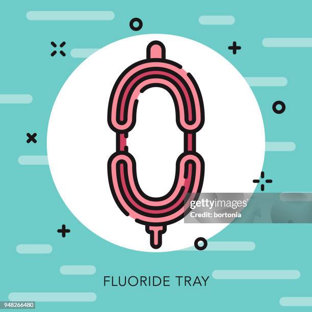 stockillustraties, clipart, cartoons en iconen met fluoride dienbladpictogram open overzicht tandarts - fluor