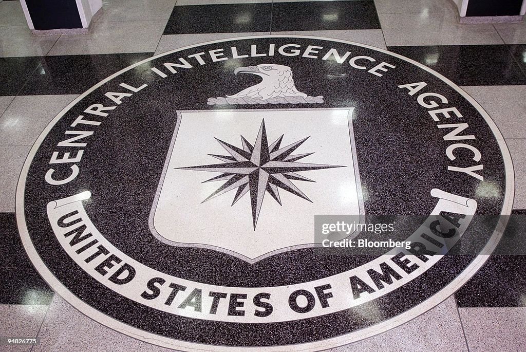 The seal of the Central Intelligence Agency, on the floor of