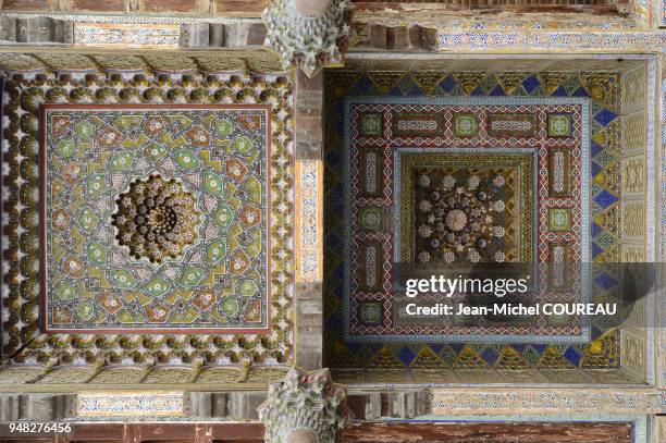 It was built in 1712 for Bibi Khanum. The east porch, with a wooden coffered ceiling supported by slender wooden columns and masonry sidewalls, hides...