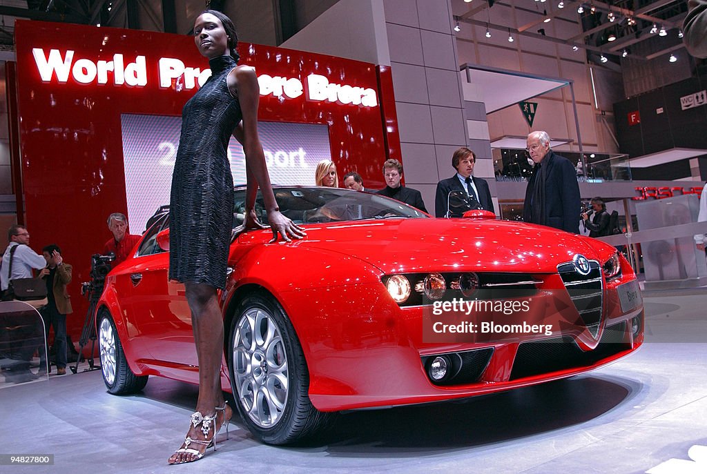 A model presents the new Alfa Romeo Brera at the 75th Intern
