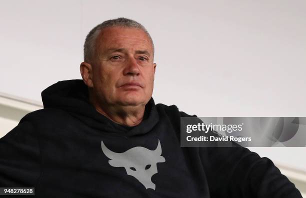 Chris Boyd , who has been appointed the new director of rugby of Northampton Saints for next season, looks on during the Mobbs Memorial match between...