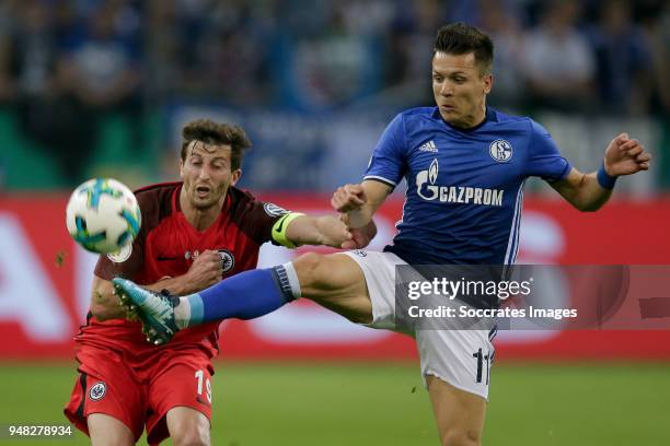 David Angel Abraham of Eintracht Frankfurt, Yevhen Konoplyanka of Schalke 04 during the German DFB Pokal match between Schalke 04 v Eintracht...