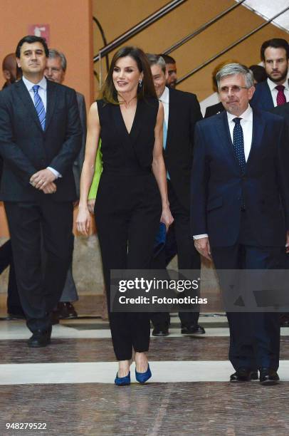 Queen Letizia of Spain attends the SM 'Barco de Vapor' and 'Gran Angular' children and youth literary awards at the Real Casa de Correos on April 18,...