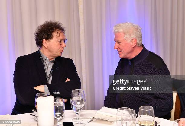 Frederic Boyer , Artistic Director, Tribeca Film Festival and guest attend a press luncheon during the 2018 Tribeca Film Festival at Thalassa on...