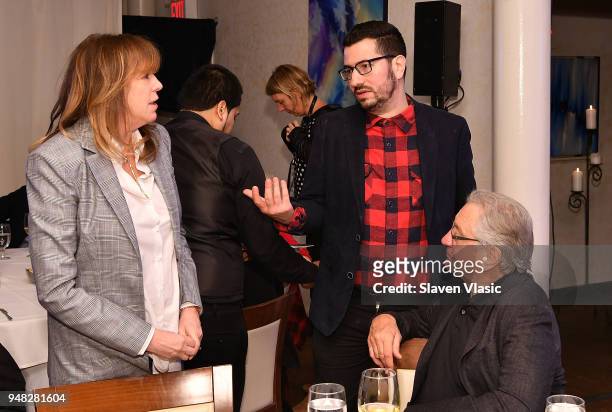 Tribeca Film Festival Co-Founders Jane Rosenthal, Robert De Niro and guest attend a press luncheon during the 2018 Tribeca Film Festival at Thalassa...