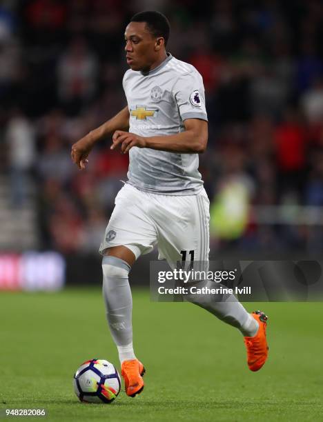 Anthony Martial of Manchester United during the Premier League match between AFC Bournemouth and Manchester United at Vitality Stadium on April 18,...